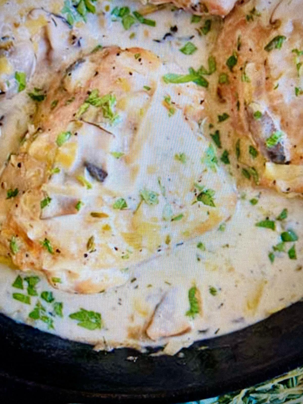 Corinne Rachelle's Chicken Leek and Mushroom Fricassee. Shavua Tov